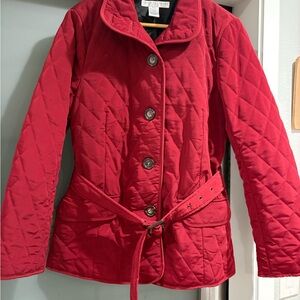 Geoffrey Beene Quilted Red Belted Jacket